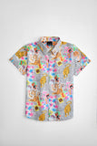 kids party wear shirt in cotton with tiger print