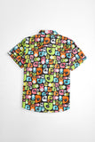 short sleeve cotton shirt for boys with panda print back view