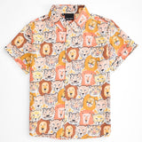 kids partywear shirt with tiger wildlife theme print in 100% cotton