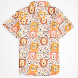 kids cotton shirt for boys with tigers and lions