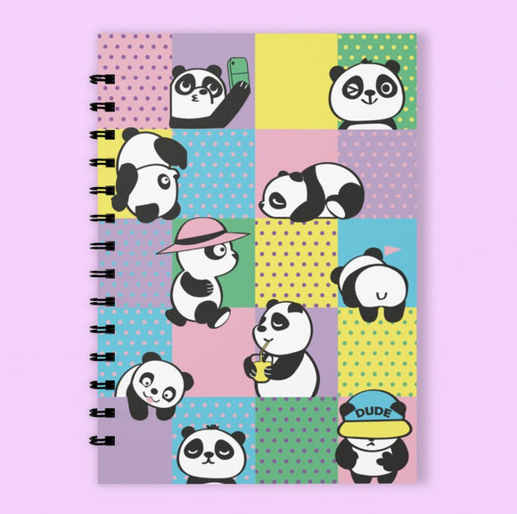 A5 Spiral 150 Pages Panda Colorbox Light Blue Print Notebook - Cute and Cool Kidswear