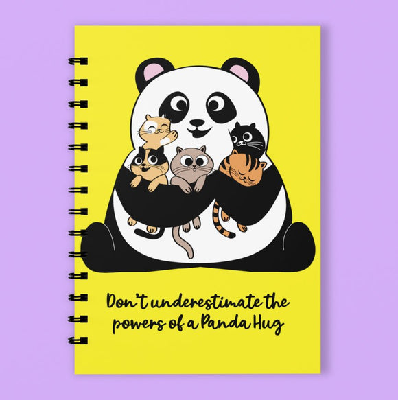 A5 Spiral 150 Pages Panda Hug Yellow Print Notebook - Cute and Cool Kidswear
