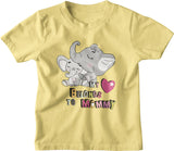 Light Yellow Kids Cotton Tshirt with print that has a baby elephant and its mom with text saying My Heart Belongs To Mommy