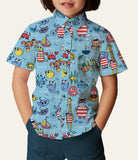 boys cotton beach wear shirt with sea animals in blue color 