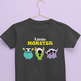 charcoal colour monster print tee for kids