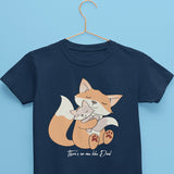 cute fox tee for kids in navy color