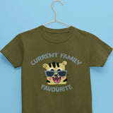 tiger print tee for boys in olive green color