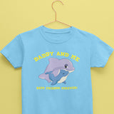 cotton t-shirt for boys with dad and baby dolphin print