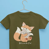 olive colour father son  tee for kids with fox