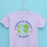 half sleeves t-shirt lavender colour with daddy's whole world caption