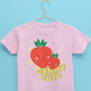 Navy kids cotton tshirt for baby and toddler with strawberry print