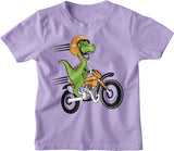 Kids cotton tee with bike and dinosaur print