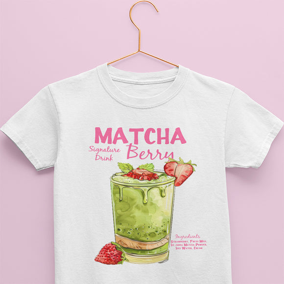 Matcha print tshirt for kids in white color