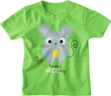 Affordable kidswear t-shirt in green color with caption