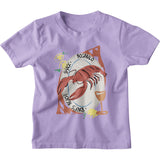 Tshirt for kids in lavender color with seafood lobster print