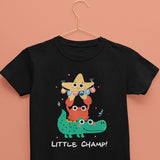 Cotton t-shirt for baby, toddler and kids by Cute and Cool kidswear and black color and cartoon print