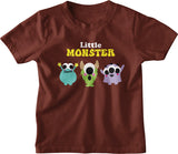 half sleeves monster print coffee brown cotton t-shirt for kids  