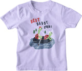 Lavender purple tee for boys in cotton with dad and son turtle artwork