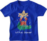 Childrenswear royal blue tee for boys with cartoon print