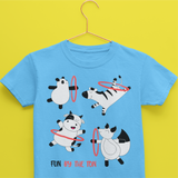 Light Blue Cow T Shirt for Kids, Baby and Toddlers Clothing