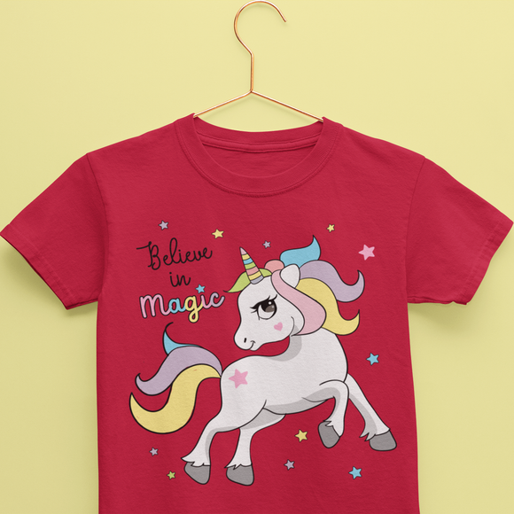 Red Unicorn Printed Tshirt for Kids under ₹500