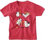 Red Colour Playful Animals Printed T Shirt for Kids. T Shirt for Babies