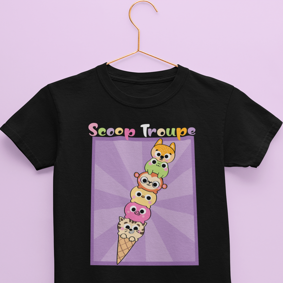 Black Kids Cotton T-shirt from Kidswear Brand - Cute and Cool with an ice-cream print